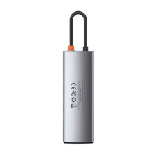 USB-хаб Baseus 8in1 Metal Gleam 8-Port Type-C HUB Adapter Type-C to USB3.0*3, Type-C(PD)*1, 4KHDMI, RJ45, TF, SD Серый