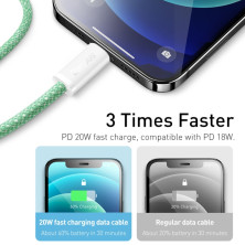Кабель Baseus Dynamic Series Fast Charging Data Cable Type-C to Lightning PD 20W 1m Зелений