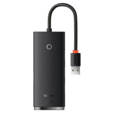 USB-хаб Baseus 4in1 Lite Series 4-Port Type-A HUB Adapter Type-A to USB3.0*4 кабель 0.25м Чорний
