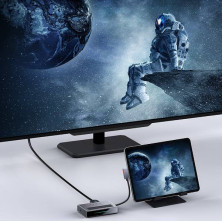 USB-хаб Baseus 6in1 Magic Multifunctional Type-C with a Retractable Clip Type-C to USB3.0, Type-C, 4KHDMI, AUX, TF, SD Сірий