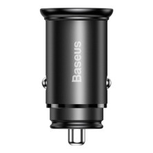Автомобильное зарядное устройство Baseus Circular Metal PPS Quick Charger Car Charger 30W VOOC USB+Type-C Черный