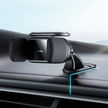 Автотримач на сонячній батареї для телефона Baseus Steel Cannon pro Solar Electric Car Mount на торпедо Чорний