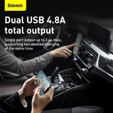 Автомобільний зарядний пристрій Baseus Grain Pro Car Charge 2USB 4.8A Чорний