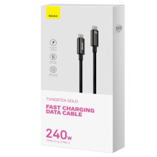 Кабель Baseus Tungsten Gold Fast Charging Data Cable Type-C to Type-C 240W 3m Чорний