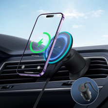Беспроводное автомобильное зарядное устройство Baseus CW01 Magnetic Wireless Charging Car Mount Claw 40W с функцией MagSafe и Qi 15W+Type-C 25W Черный