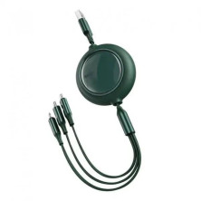 Кабель Baseus Bright Mirror Retractable 3-in-1 Fast Charging Data Cable USB to Lightning+Type-C+MicroUSB 3.5А 1.2m Зеленый