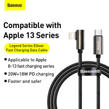 Кабель Baseus Legend Series Elbow Fast Charging Data Cable Type-C to Lightning PD 20W 1m Черный