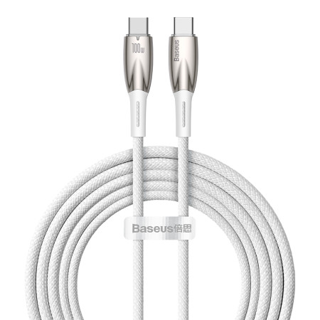 Кабель Baseus Glimmer Series Fast Charging Data Cable Type-C to Type-C 100W 20V 5A 2m Белый