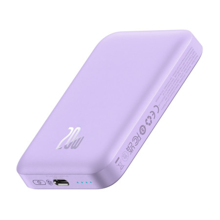 УМБ Baseus Magnetic Wireless 2in1 6000mAh 20W 2.4A QC3.0+PD3.0 з Бездротовою зарядкою Qi 15W Фіолетовий