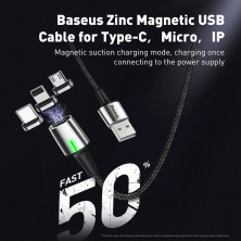 Кабель Baseus Zinc Magnetic Fast Charging Data Cable USB to Lightning 2.4A 1m Черный