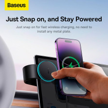 Бездротовий автомобільний зарядний пристрій Baseus C02 Pro Magnetic Wireless Charging Car Mount з технологією Qi 15W Чорний