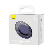 Бездротовий зарядний пристрій Baseus Simple 2 Wireless Charger з технологією Qi 15W Фіолетовий