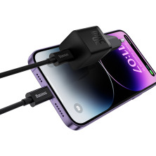 Сетевое зарядное устройство Baseus GaN5 Mini Fast Charger 1C PD3.0 30W Type-C 3A + кабель Baseus Type-C to Type-C 100W 20V/5A 1м Черный