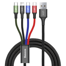 Кабель Baseus Fast 4-in-1 Fast Charging Data Cable USB to Lightning+Type-C*2+MicroUSB 3.5А 1.2m Чорний