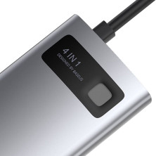 USB-хаб Baseus 4in1 Metal Gleam 4-Port Type-C HUB Adapter Type-C to USB3.0*1, USB2.0*1, Type-C(PD)*1, 4KHDMI Сірий