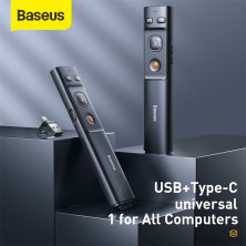 Презентер лазерная указка Baseus Orange Dot Wireless Presenter Red Laser Серый