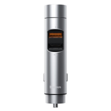 FM-трансмиттер Baseus Energy Column 2в1 MP3 Car QC3.0 18W Charger Bluetooth 5.0 2USB 3A Серебристый