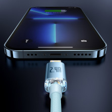 Кабель Baseus Crystal Shine Series USB to Lightning 2.4A 1.2m Блакитний