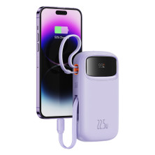 УМБ Baseus Qpow2 Dual-Cable 20000mAh 22.5W 2.4A з технологією QC3.0+PD3.0 та iP 20W+Type-C 22.5W кабелем Фіолетовий