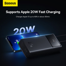 УМБ Baseus Star-Lord Digital Display 30000mAh 22.5W с технологией QC3.0+PD3.0 2USB+Type-C + Кабель USB to Type-C Черный