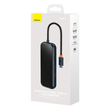 USB-хаб Baseus 6in1 AcmeJoy 6-Port Type-C HUB Adapter Type-C to USB3.0*2, USB2.0*1, Type-C*1, 4KHDMI, RJ45 Серый