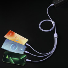 Кабель Baseus Flash Series 2 3-in-1 Fast Charging Data Cable USB to Lightning+Type-C+MicroUSB 66W 1.2m Фіолетовий