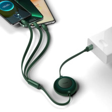 Кабель Baseus Bright Mirror 2 Series Retractable 3-in-1 Fast Charging Data Cable USB to Lightning+Type-C+MicroUSB 66W 1.1m Зелений