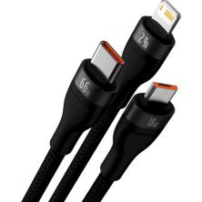 Кабель Baseus Flash Series 2 3-in-1 Fast Charging Data Cable USB to Lightning+Type-C+MicroUSB 66W 1.2m Черный