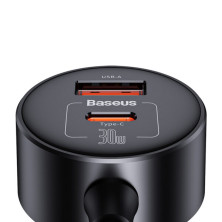 Автомобільний зарядний пристрій Baseus High Efficiency Pro 1-for-2 Car Cigarette Lighter 30W USB+Type-C + 2 Прикурювача Чорний