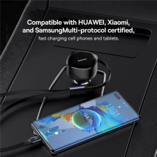 Автомобильное зарядное устройство Baseus Enjoyment Retractable 33W c встроенным кабелем 2-in-1 2Type-C 0.75м Черный