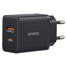 Мережевий зарядний пристрій Baseus Cube Fast Charger QC3.0+PD3.0 20W USB+Type-C 3A Чорний