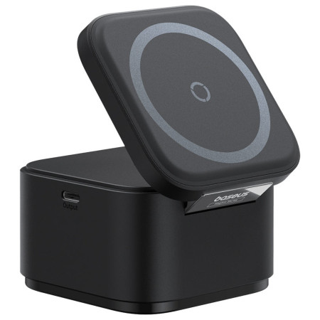 Бездротовий зарядний пристрій Baseus MagPro Series 2-in-1 Magnetic з функцією MagSafe і Qi2 20W та вбудованим кабелем Type-C Чорний