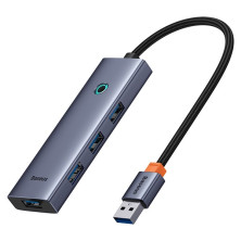 USB-хаб Baseus 4in1 UltraJoy 4-Port Type-A HUB Adapter Type-A to USB3.0*4 Сірий