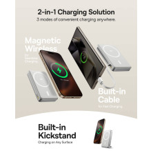 УМБ Baseus Nomos Qi2 Kickstand Magnetic 10000mAh 45W QC3.0+PD3.0 с функцией MagSafe и Qi2 15W и Type-C кабелем 45W Серый