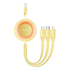 Кабель Baseus Bright Mirror 2 Series Retractable 3-in-1 Fast Charging Data Cable USB to Lightning+Type-C+MicroUSB 3.5А 1.1m Желтый