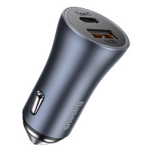 Автомобильное зарядное устройство Baseus Golden Contactor Pro Dual Quick Charger Car Charger 40W USB+Type-C + Кабель USB to Type-C 1м Серый