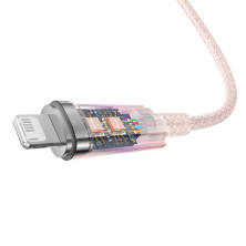 Кабель Baseus Explorer Series with Smart Temperature Control Fast Charging Data Cable USB to Lightning 2.4A 1m Рожевий