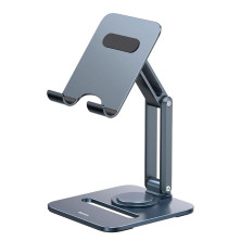 Підставка для телефона і планшета настільна Baseus Desktop Biaxial Foldable Metal Stand for Tablets обертання 360° Сірий