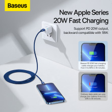 Кабель Baseus Crystal Shine Series Fast Charging Data Cable Type-C to Lightning PD 20W 2m Синий