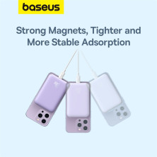 УМБ Baseus Magnetic Wireless 2in1 6000mAh 20W 2.4A QC3.0+PD3.0 з Бездротовою зарядкою Qi 15W Фіолетовий