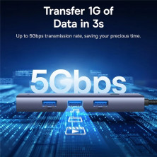 USB-хаб Baseus 4in1 UltraJoy 4-Port Type-A HUB Adapter Type-A to USB3.0*4 Сірий