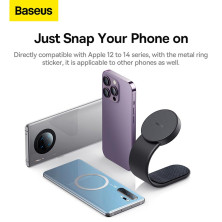 Бездротовий автомобільний зарядний пристрій Baseus C02 Magnetic Phone Holder Wireless Charger з функцією MagSafe і технологією Qi 15W Чорний