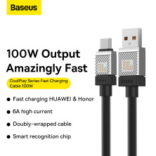 Кабель Baseus CoolPlay Series Fast Charging Data Cable USB to Type-C 100W 20V 5A 1m Чорний