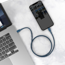 Кабель Baseus High Density Braided Fast Charging Data Cable Type-C to Lightning PD 20W 2m Синій