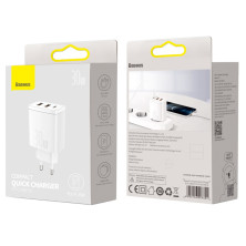 Сетевое зарядное устройство Baseus Compact Quick Charger QC3.0+PD3.0 30W 2USB+Type-C 3A Белый
