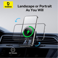 Бездротовий автомобільний зарядний пристрій Baseus MagPro Magnetic Wireless Charging Car Mount Air Vent Version з технологією Qi 15W Чорний