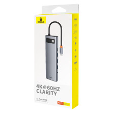 USB-хаб Baseus 11in1 Metal Gleam 11-Port Type-C HUB Adapter Type-C to USB3.0*3, USB2.0*1,Type-C(PD)*1, 4KHDMI*1, VGA, RJ45, TF, SD Серый