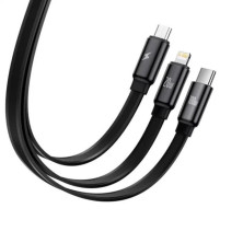 Кабель Baseus Traction Series Retractable 3-in-1 Fast Charging Data Cable Type-C to Lightning+Type-C+MicroUSB 100W 1.7m Чорний