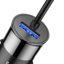 Автомобильное зарядное устройство Baseus Enjoy Together 2в1 4.8A USB с зарядным кабелем Type-C / Lightning 1.2м Черный