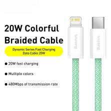 Кабель Baseus Dynamic Series Fast Charging Data Cable Type-C to Lightning PD 20W 1m Зелений